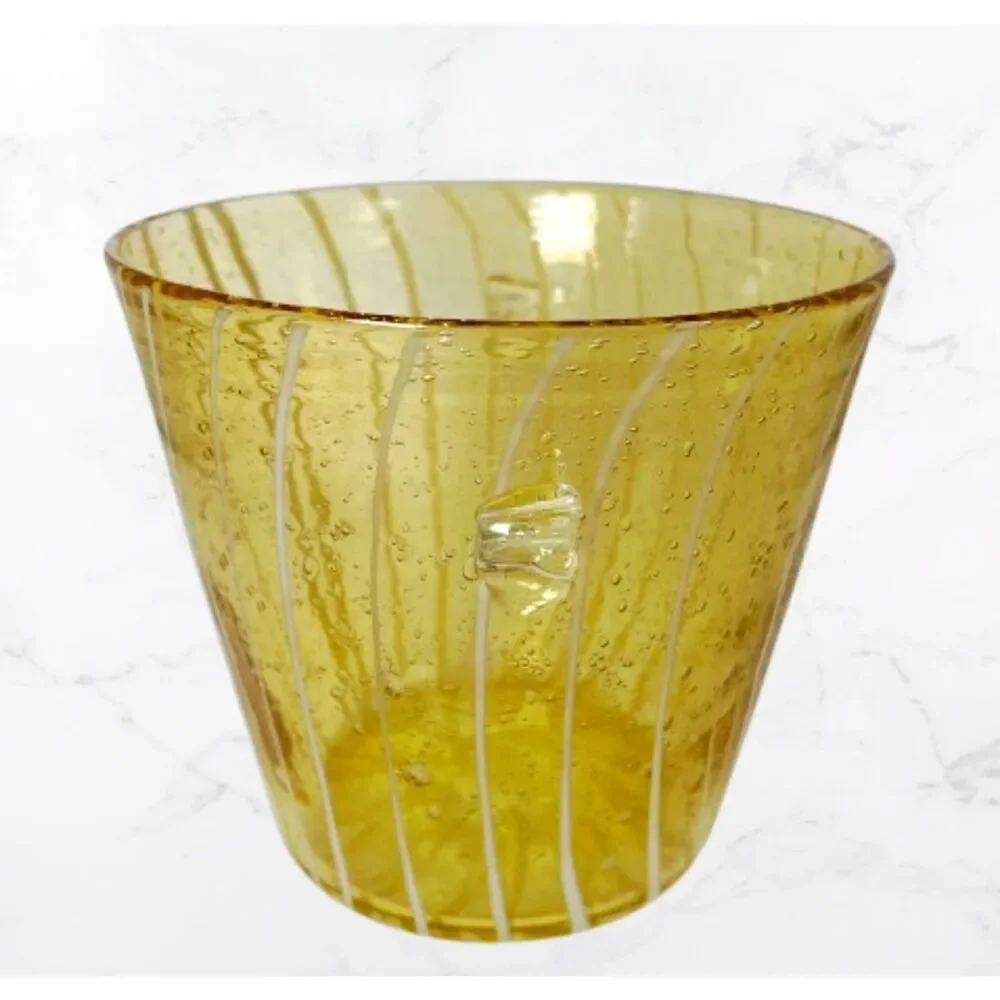 Vintage Venini for Disaronno Murano Hand-Blown Amber Glass Striped Ice Bucket